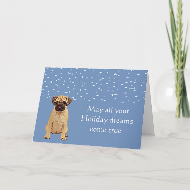 Pug Puppy Holiday Card (Front)