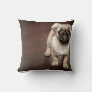 pug-puppy in sepia throw pillow