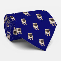 Pug Puppy Pattern on Light Navy Blue