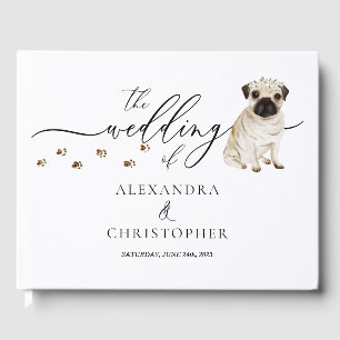 Pug puppy pet Wedding Calligraphy Guest Book