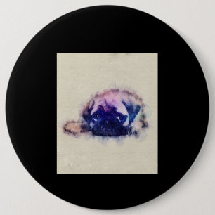 Pug Puppy Sketch Pug Dog Lovers Gift 6 Inch Round Button