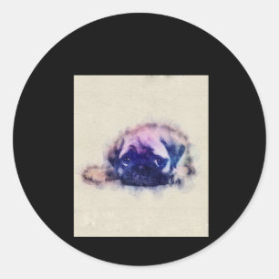 Pug Puppy Sketch Pug Dog Lovers Gift Classic Round Sticker