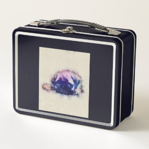 Pug Puppy Sketch Pug Dog Lovers Gift Metal Lunch Box