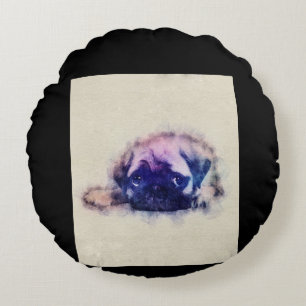 Pug Puppy Sketch Pug Dog Lovers Gift Round Pillow