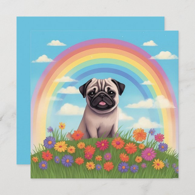 Pug Rainbow Bridge Custom Dog Name Sympathy (Front/Back)