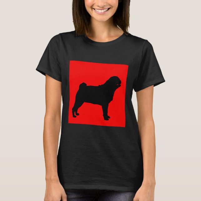 Pug Red Background Classic T-Shirt 699 (Front)