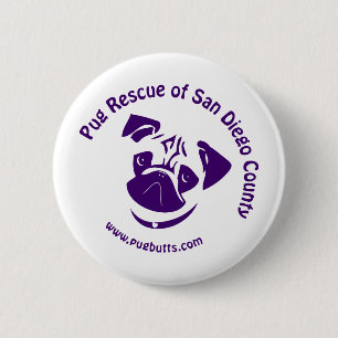 Pug Rescue Logo Purple 2 Inch Round Button
