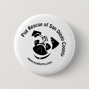 Pug Rescue of San Diego County Logo 2 Inch Round Button