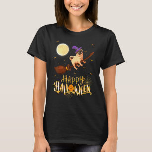 Pug Ride Witch Shotgun Pug Dog Halloween T-Shirt