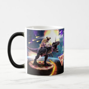Pug riding dinosaur unicorn in space magic mug
