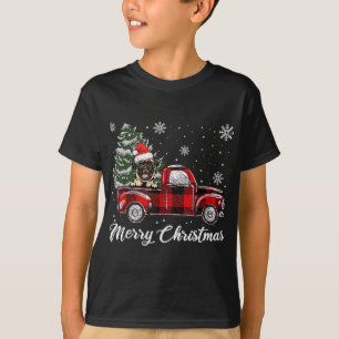 Pug Riding Red Truck Christmas Tree Dog Lover T-Shirt