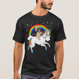 Pug Riding Unicorn Pugicorn Magical Rainbow Girls  T-Shirt