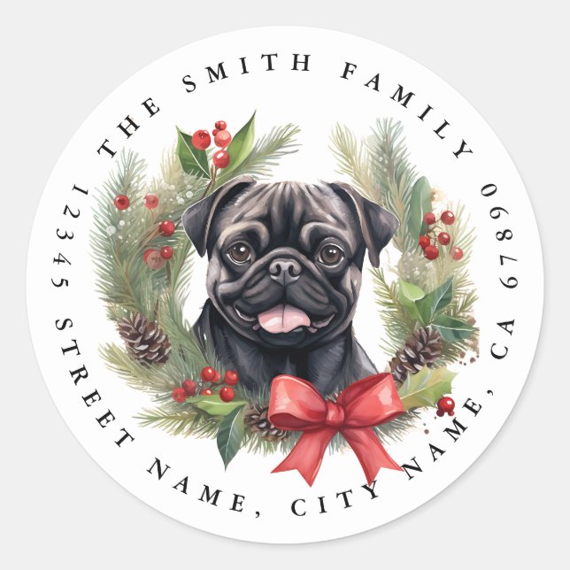 Pug Round Stickers (Front)