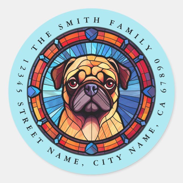 Pug Round Stickers (Front)
