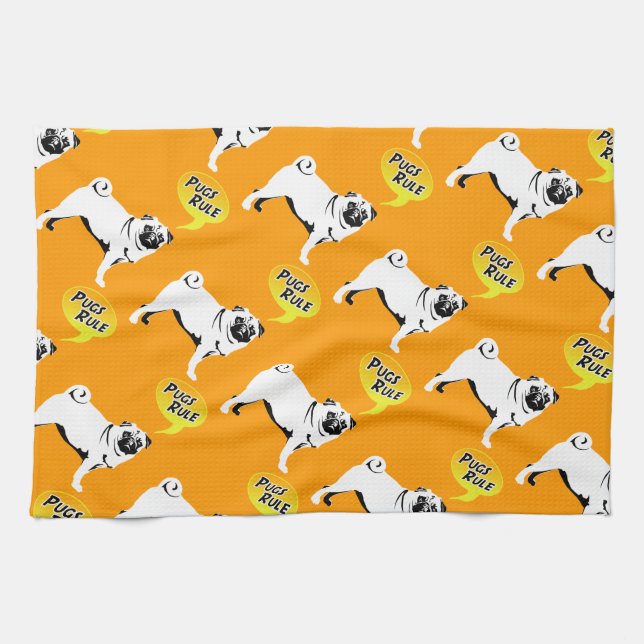 Pug Rules Kitchen Towel (Horizontal)