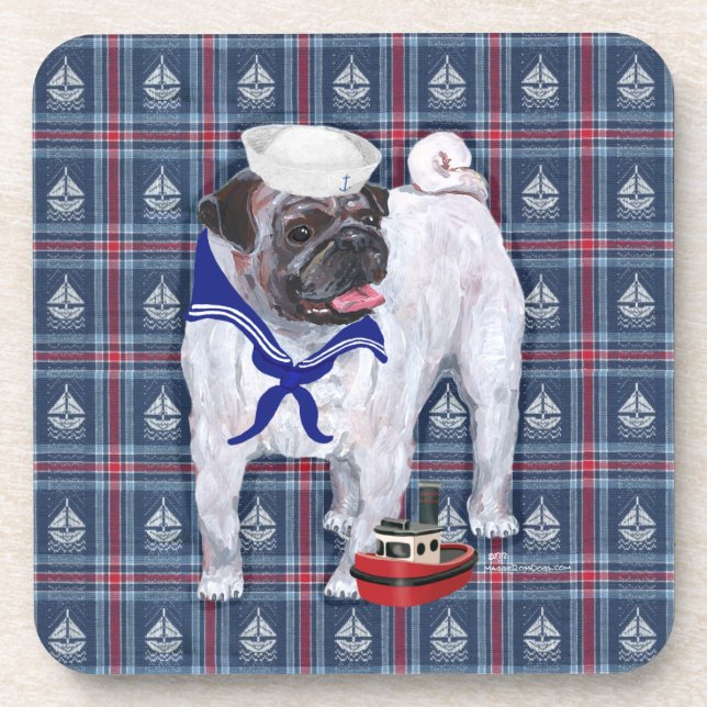 Pug Sailor Coaster (Front)