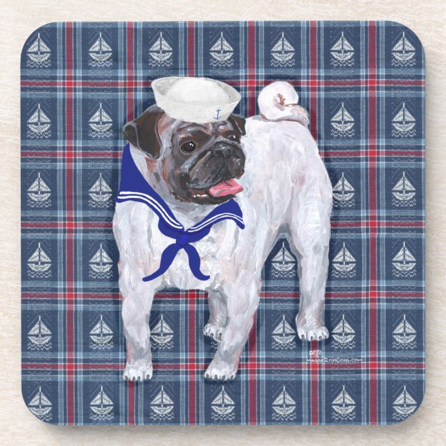Pug Sailor Coaster (Front)