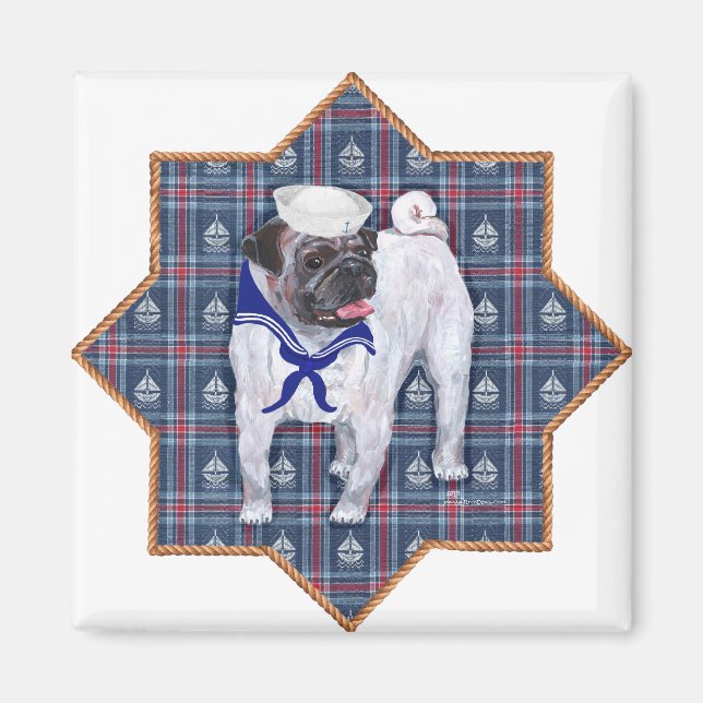Pug Sailor Magnet (Front)
