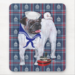 Pug Sailor Mouse Pad
