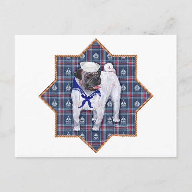 Pug Sailor Postcard (Front)