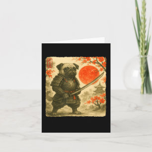 Pug Samurai Japanese Warrior Costume Sumi-e Art Fu Card