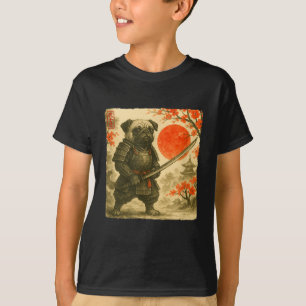 Pug Samurai Japanese Warrior Costume Sumi-e Art Fu T-Shirt