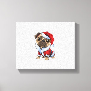 Pug Santa Costume Christmas Pajama Cute Dog Puppy Canvas Print