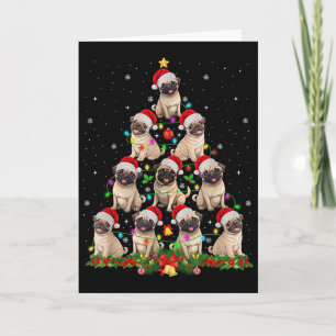 Pug Santa Hat Christmas Tree Lights Xmas Pugmas Do Card
