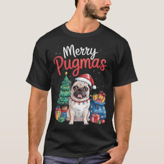 Pug Santa Merry Pugmas Christmas Pyjamas Women Kid T-Shirt