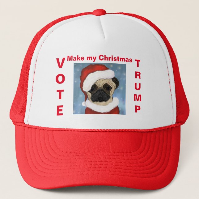 Pug Santa Trucker Hat (Front)