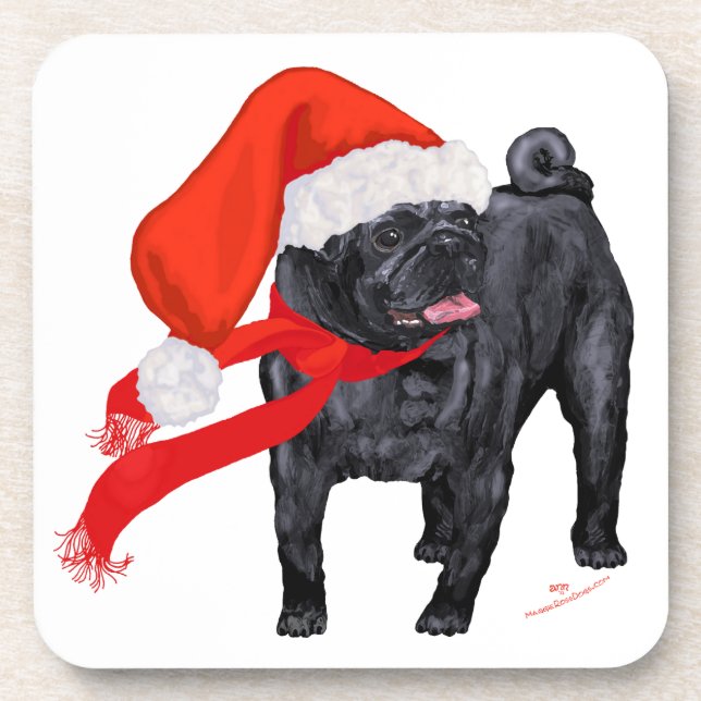Pug Santa's Helper Coaster (Front)