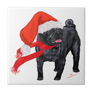 Pug Santa's Helper Tile