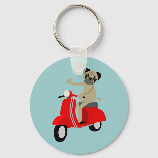 Pug Scooter Keychain (Front)
