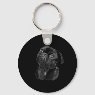 Pug Shirt For Dog Mom Dad Funny Cute Black Pug Keychain