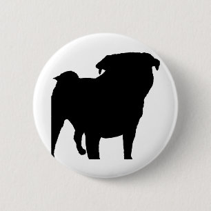 Pug Silhouette 2 Inch Round Button