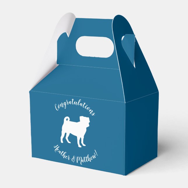Pug Silhouette Baby Shower Favor Box (Front Side)