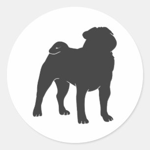 Pug  silhouette  - Choose background color Classic Round Sticker