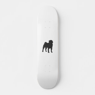 Pug silhouette - Choose background color Skateboard