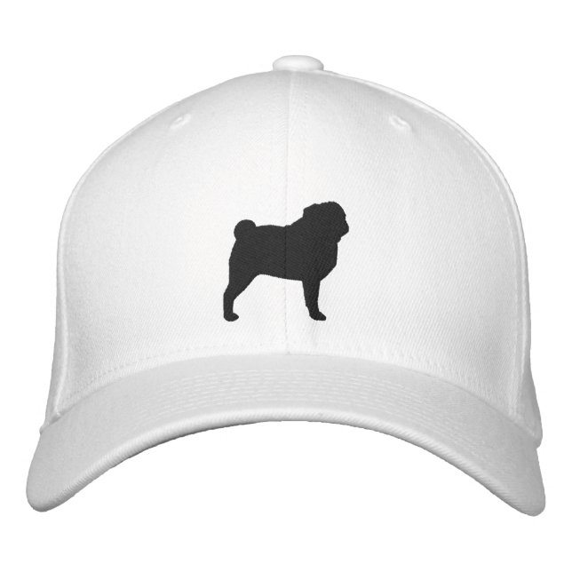 Pug Silhouette Embroidered Hat (Front)
