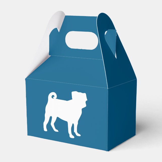 Pug Silhouette Puppy Baby Shower Favor Box (Front Side)