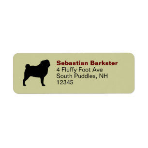 Pug Silhouette Return Address Labels