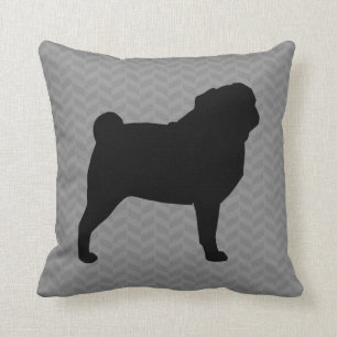 Pug Silhouette Throw Pillow