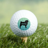 Pug Silhouette with Custom Name