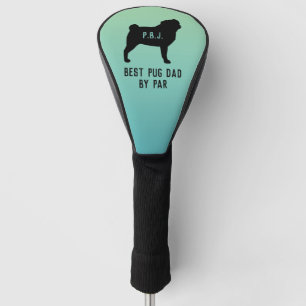 Pug Silhouette with Custom Text  Golf Head Cover
