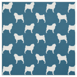 Pug Silhouettes Pattern Fabric