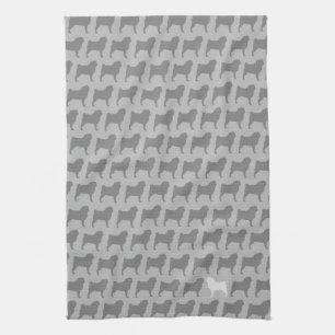 Pug Silhouettes Pattern Kitchen Towel