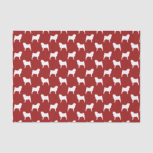Pug Silhouettes Pattern Red Tissue Paper