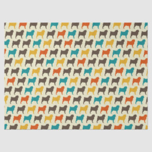 Pug Silhouettes Retro Colours Dog Breed Pattern Tissue Paper