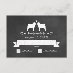 Pug Silhouettes Wedding RSVP Reply Card