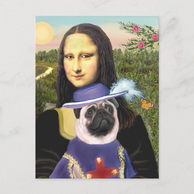 Pug (Sir) - Mona Lisa Postcard (Front)